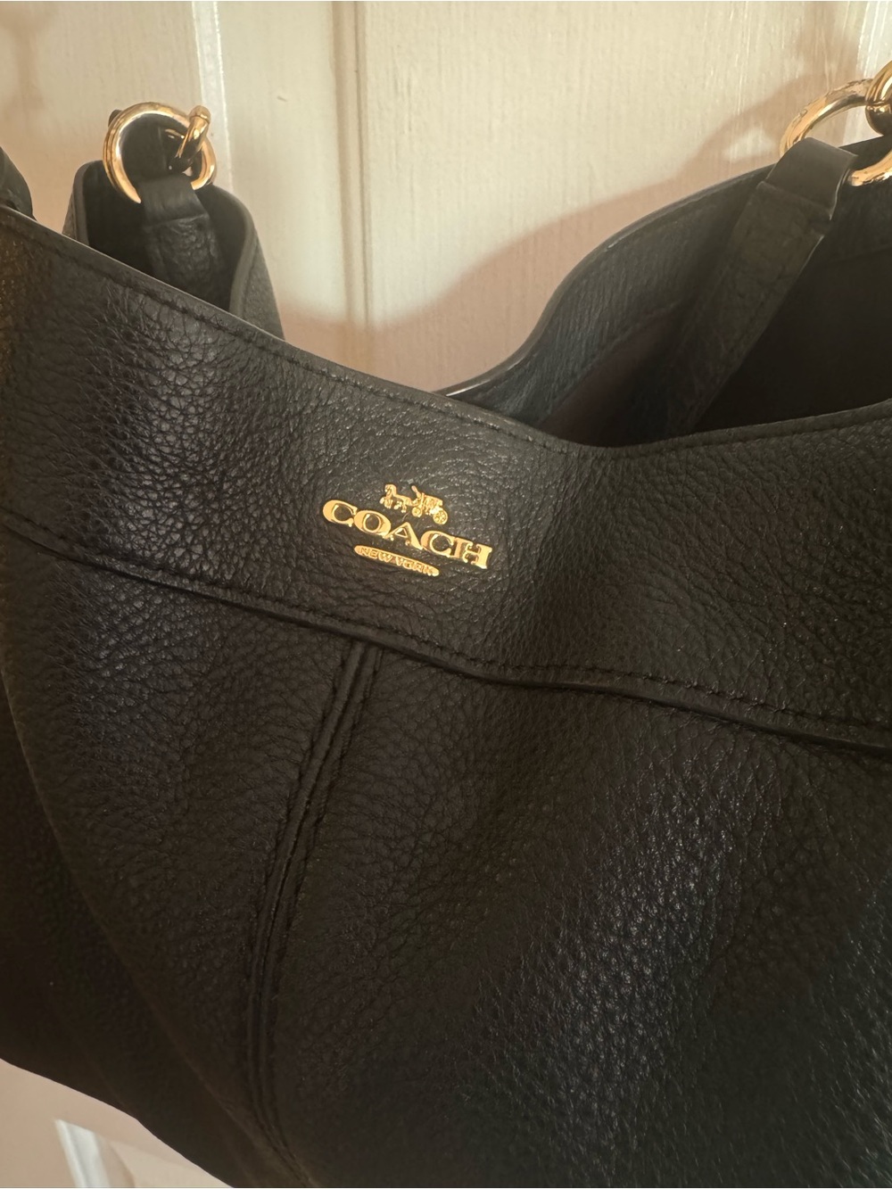 Coach Black Pebbled Leather Shoulder Hobo with Gold Hardware - Picture 3 of 12